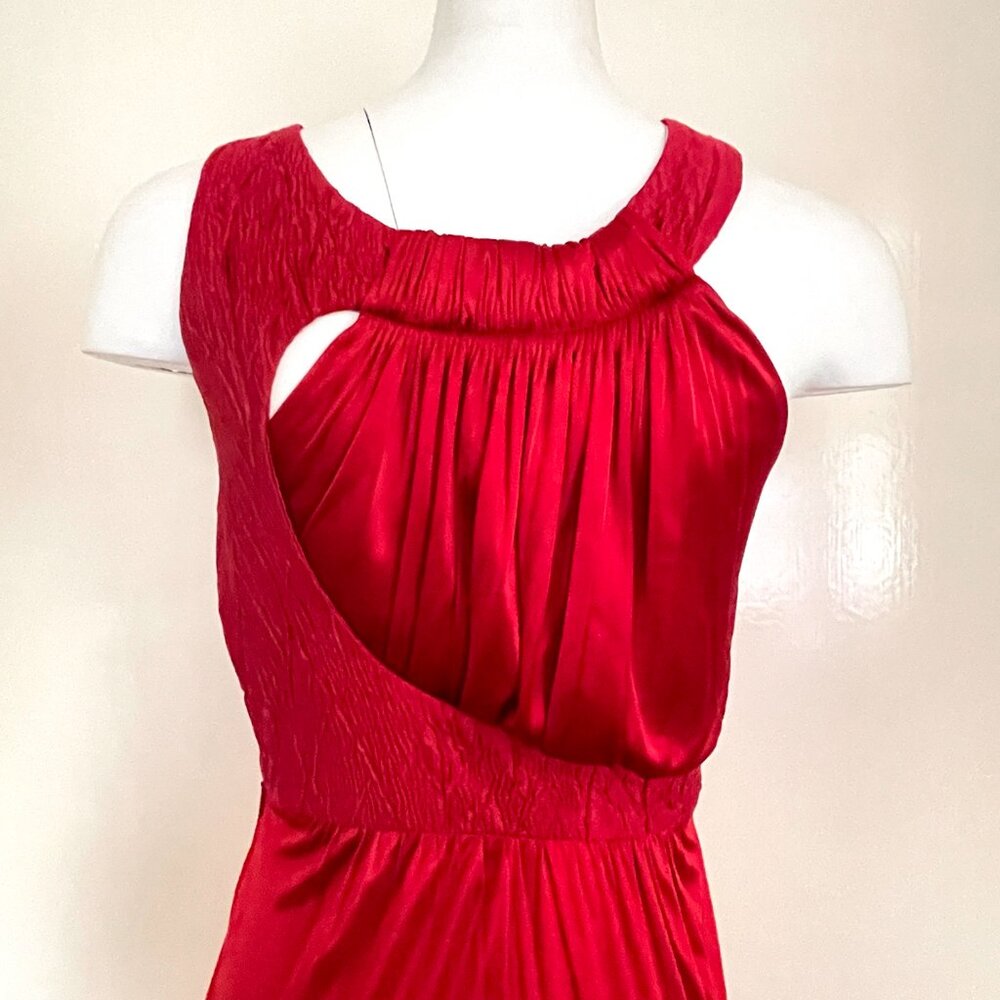 Auc Versace Red Sleeveless Textured Detail Mid-length Cocktail Dress IT 38 - Picture 10 of 17